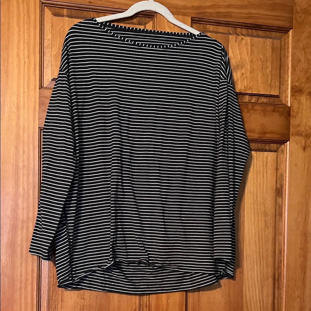 lululemon athletica Black and White Striped Long Sleeve Top